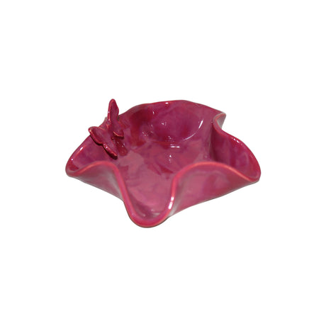 Wine Red Wavy Ceramic Butterfly Snack Bowl
