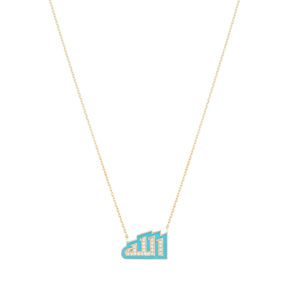 Orchid Jewelry 18k Gold Allah Turquoise Enamel Necklace