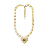 The Sisters Dubai Tiger Eye Heart Pendant Chunky  Link Chain Necklace