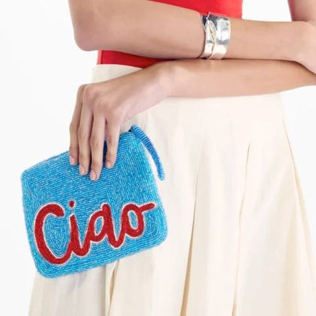 The Jacksons Bags Blue Mini Ciao Beaded Clutch Bag