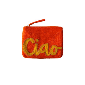 The Jacksons Bags Deep Orange Mini Ciao Beaded Clutch Bag