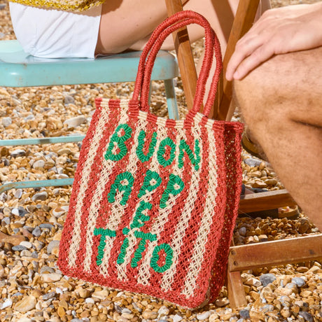 The Jacksons Bags Small Lottie Buon Appetito Scarlet Jute Bag