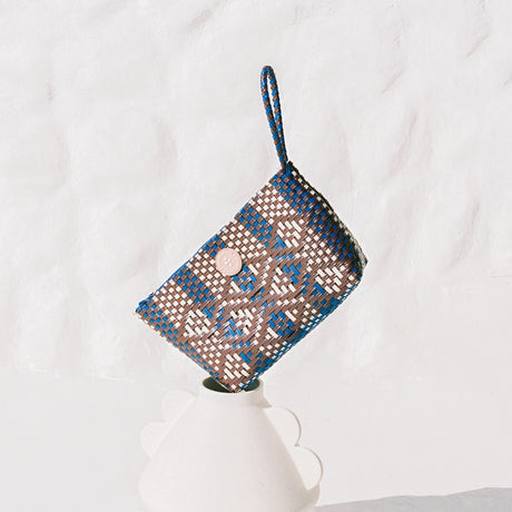 Sorbet Island Blue Woven Clutch Bag
