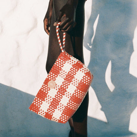 Red Woven Clutch Bag