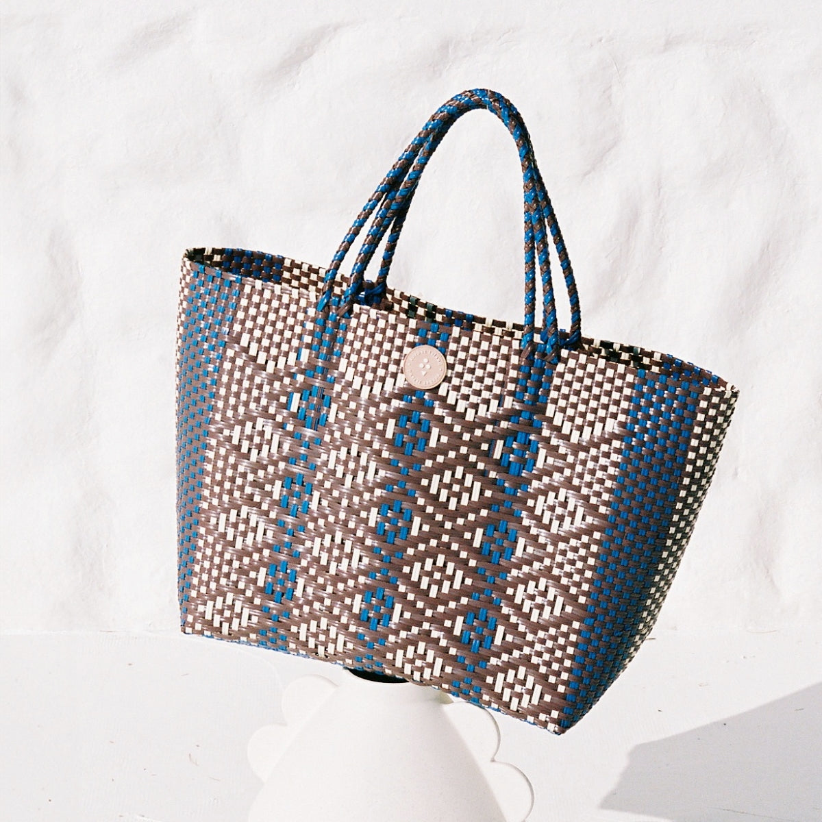 Sorbet Island Blue Woven Tote Bag