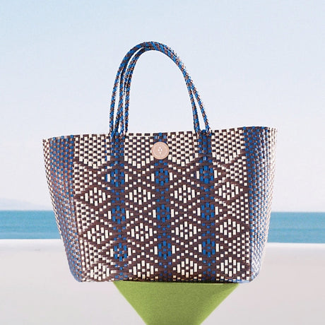 Sorbet Island Blue Woven Tote Bag