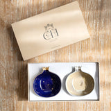 Curate Home Blue and Cream  Pomegranate Bowls Set of 2