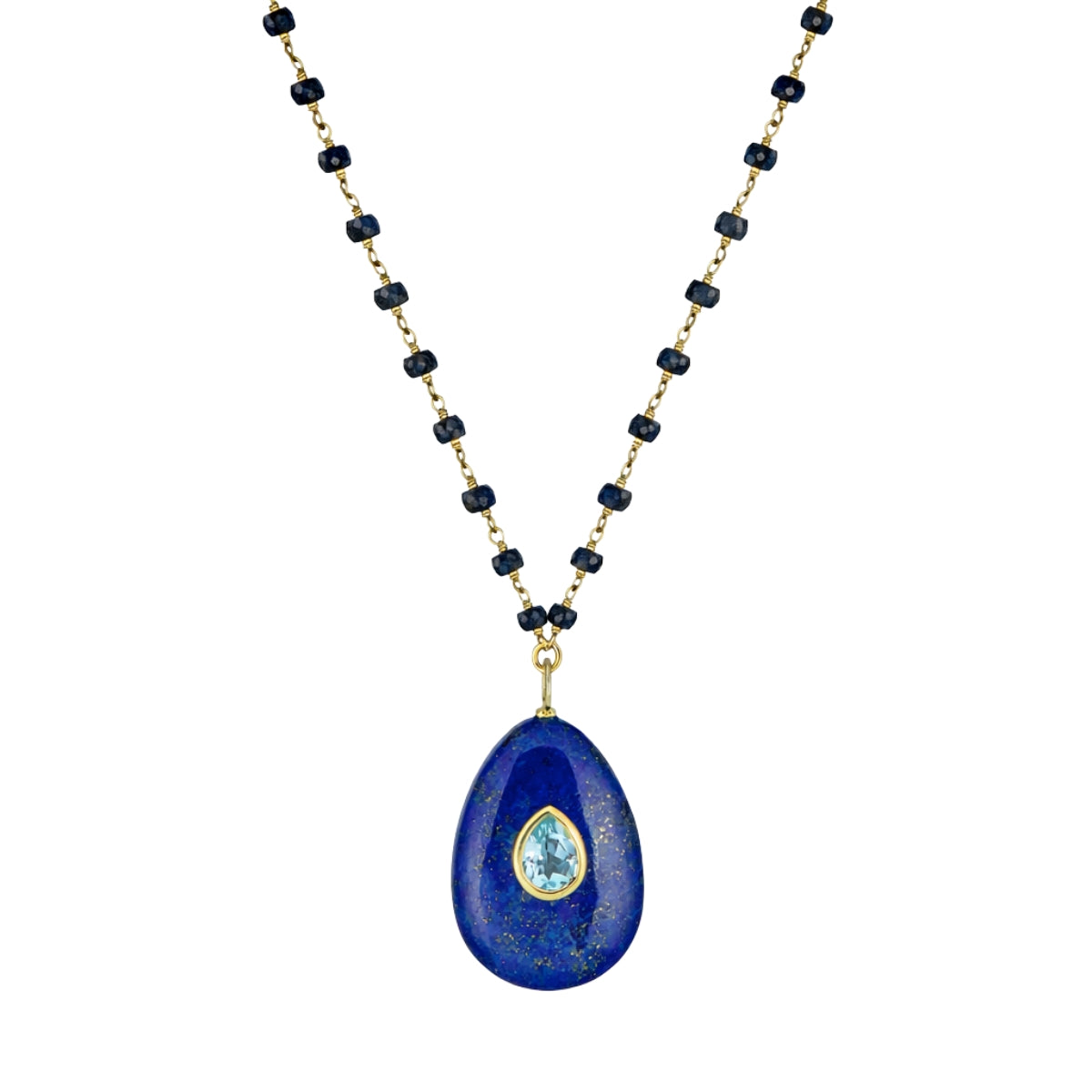 Rachel Reinhardt Lapiz Lazuli and Aqua Necklace