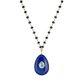 Rachel Reinhardt Lapiz Lazuli and Aqua Necklace