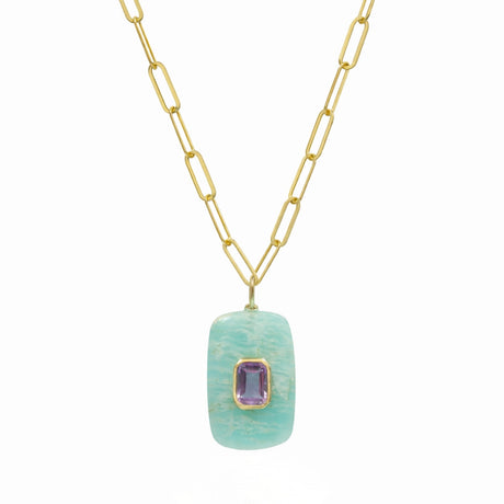 Rachel Reinhardt Amazonite and Amethyst Necklace
