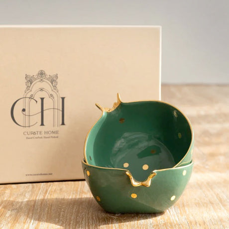 Curate Home Green Pomegranate Bowl Set of 2