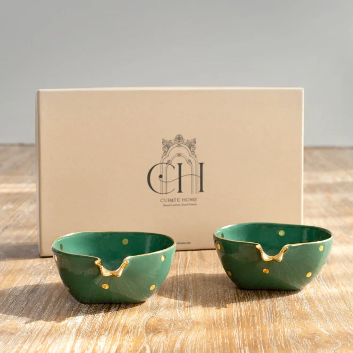 Curate Home Green Pomegranate Bowl Set of 2