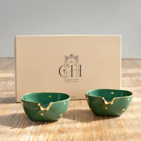 Curate Home Green Pomegranate Bowl Set of 2