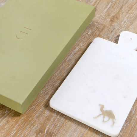 Curate Home Camel Marble Cheese Board and Knives Set