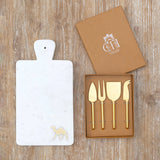 Curate Home Camel Marble Cheese Board and Knives Set
