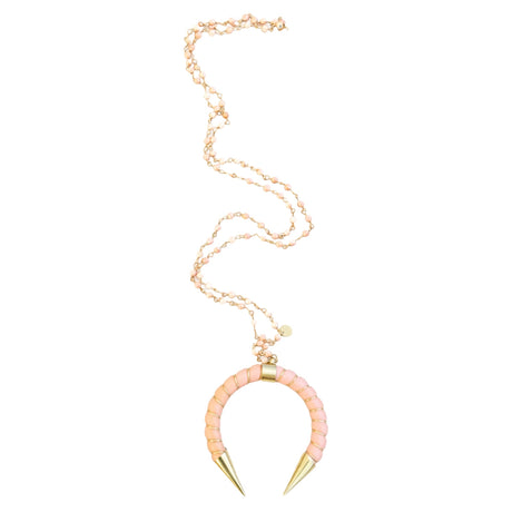 Lara Rose Moon with Twisted Gold Accent Long Beaded Necklace