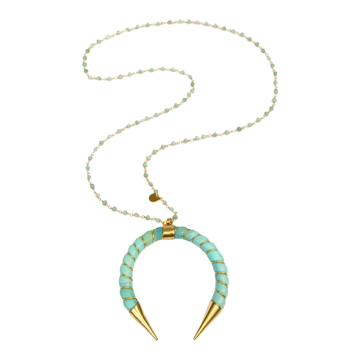 Lara Tiffany Moon Twisted Gold Accent Long Beaded Necklace