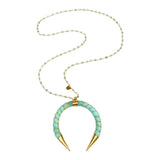 Lara Tiffany Moon Twisted Gold Accent Long Beaded Necklace