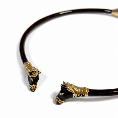 Polina Brown Enamel Horse Necklace
