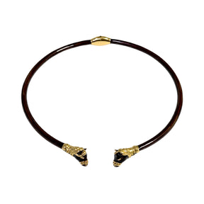 Polina Brown Enamel Horse Necklace