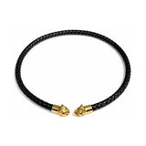 Polina Gold Panther Braided Leather Collar Necklace
