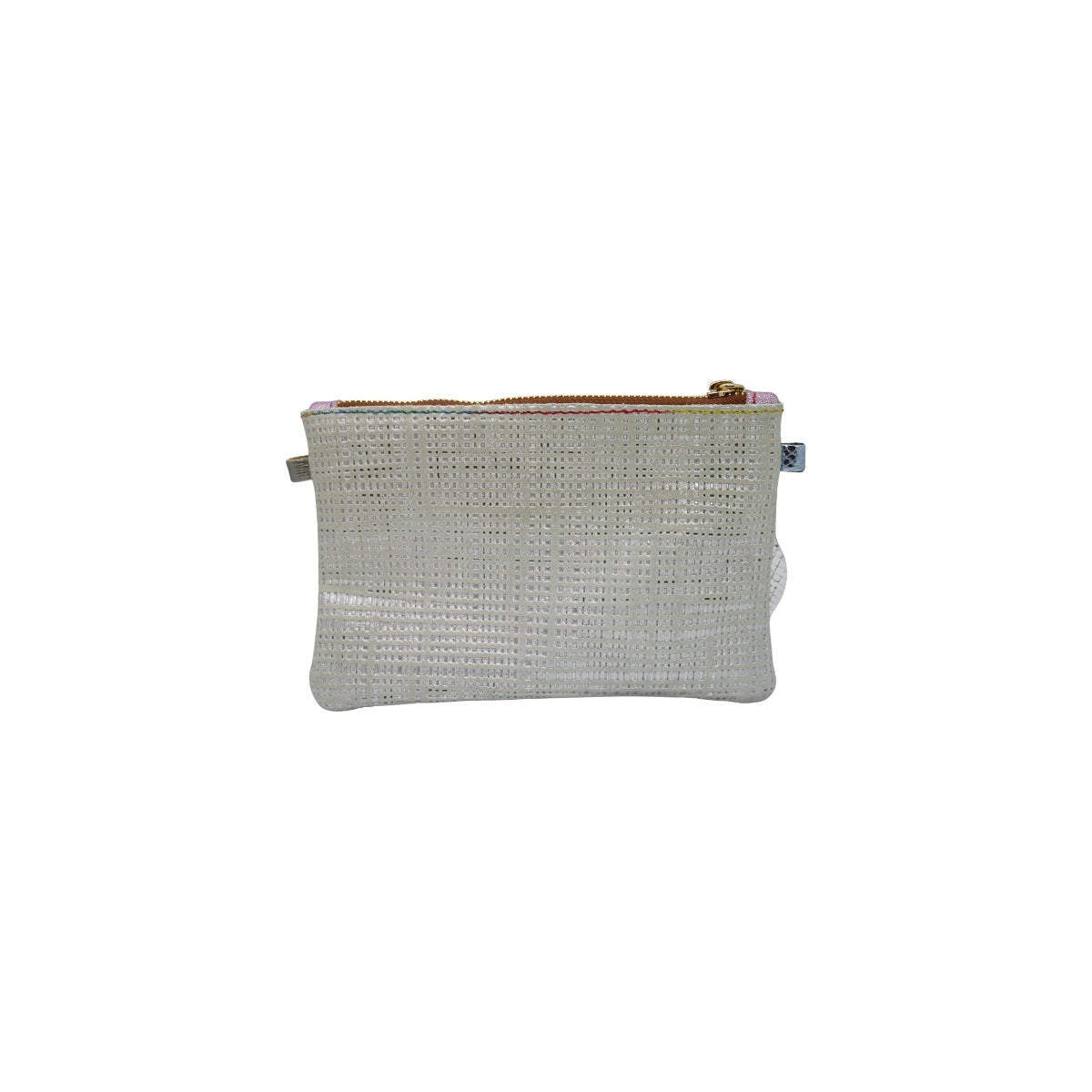 Silver Textured Leather Clutch