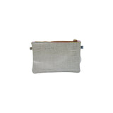 Silver Textured Leather Clutch