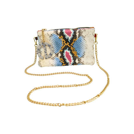 Ebarrito Multicolor Snakeskin Leather Clutch
