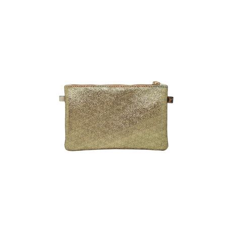 Metallic Gold and Snakeskin Leather Clutch