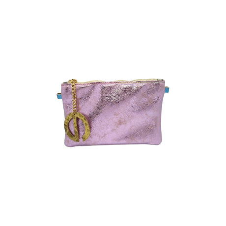 Ebarrito Snakeskin Pink Metallic Leather Clutch