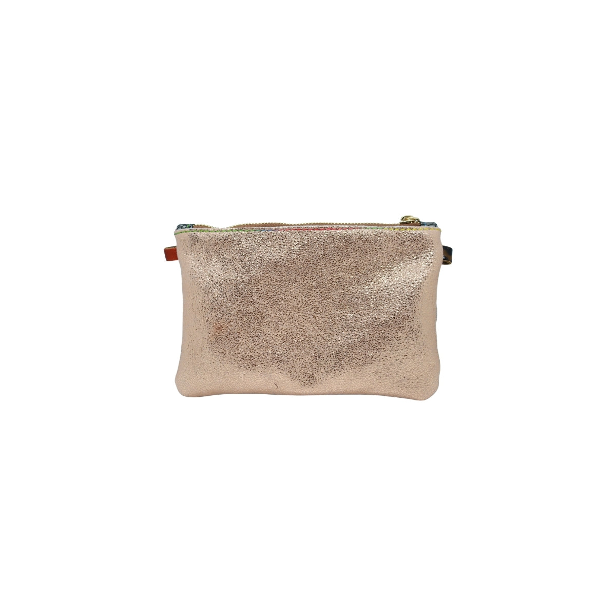 Ebarrito Snakeskin Rose Gold Metallic Leather Clutch