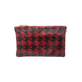 Ebarrito Bold Houndstooth Pattern Leather Clutch