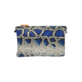Ebarrito Blue Snakeskin Leather Clutch