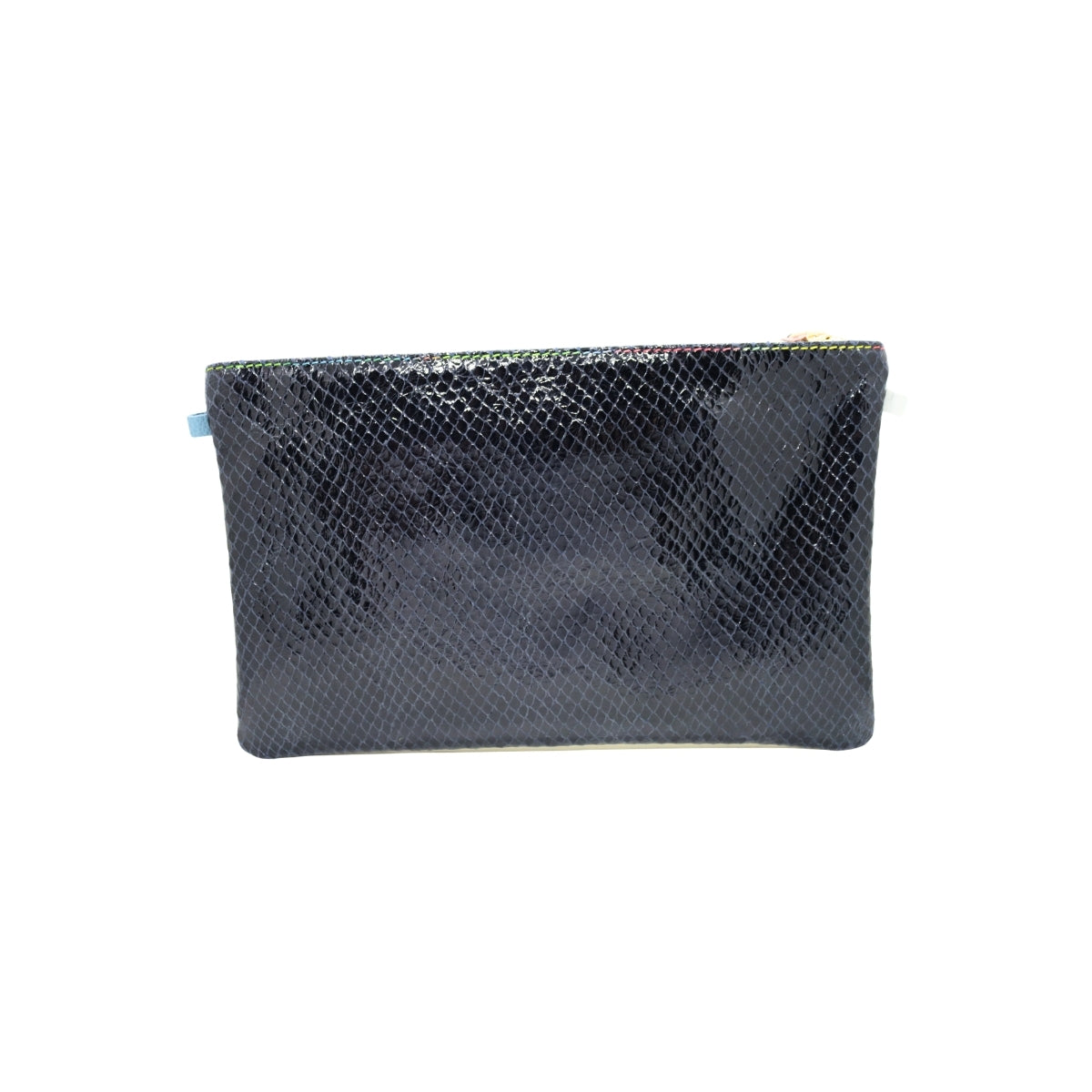 Ebarrito Gold Snakeskin and Dark Leather Clutch
