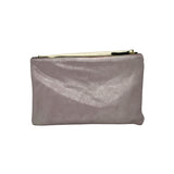 Ebarrito Floral Print Gold Metallic Leather Foldover Clutch