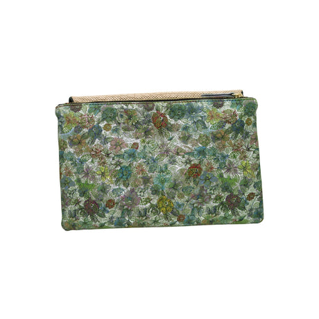 Ebarrito Floral and Snakeskin Foldover Leather Clutch