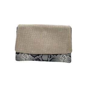 Ebarrito Floral and Snakeskin Foldover Leather Clutch