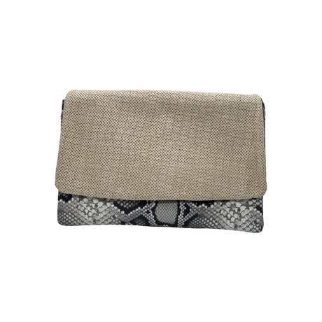 Ebarrito Floral and Snakeskin Foldover Leather Clutch