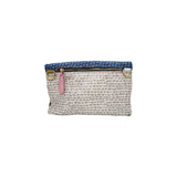 Ebarrito Snakeskin and Blue Leather Foldover Clutch