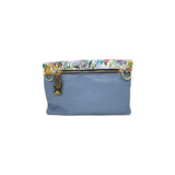 Vibrant Floral and Textured Leather Clutch