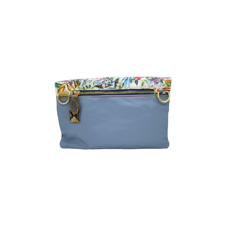 Vibrant Floral and Textured Leather Clutch