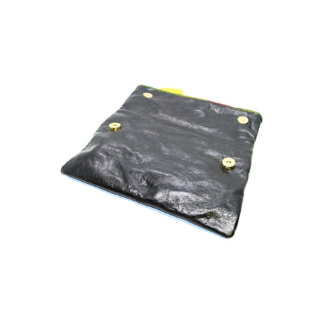 Vibrant Floral and Textured Leather Clutch