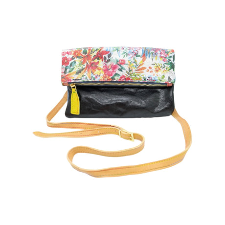 Vibrant Floral and Textured Leather Clutch