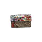 Ebarrito Textured Metallic and Floral Leather Clutch