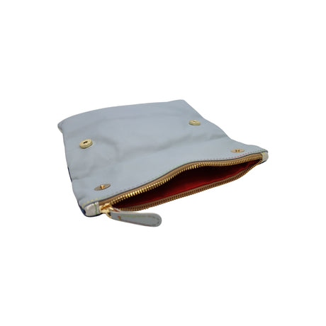 Ebarrito Blue Pattern Foldover Leather Clutch Bag