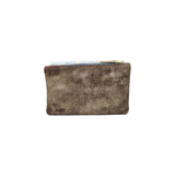 Metallic Brown and Leopard Print Leather Clutch