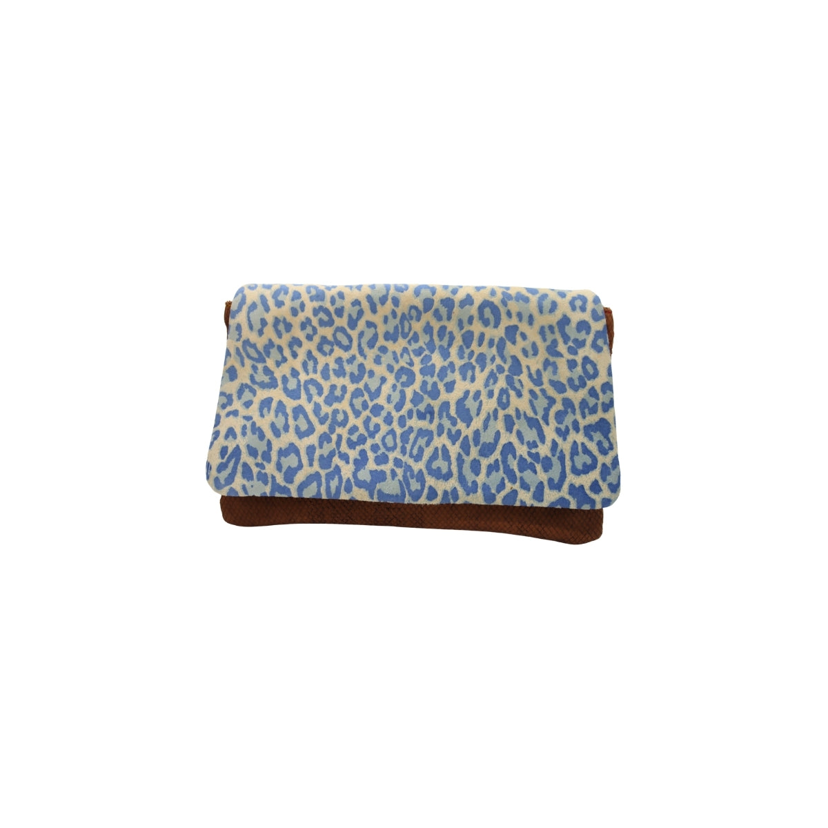 Ebarrito Metallic Brown and Leopard Print Leather Clutch