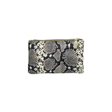 Ebarrito Black and White Snakeskin Foldover Leather Clutch