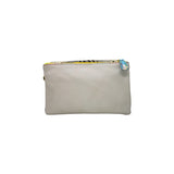 White Leather and Snakeskin Clutch