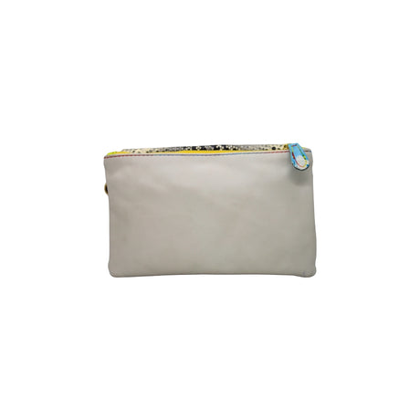 White Leather and Snakeskin Clutch